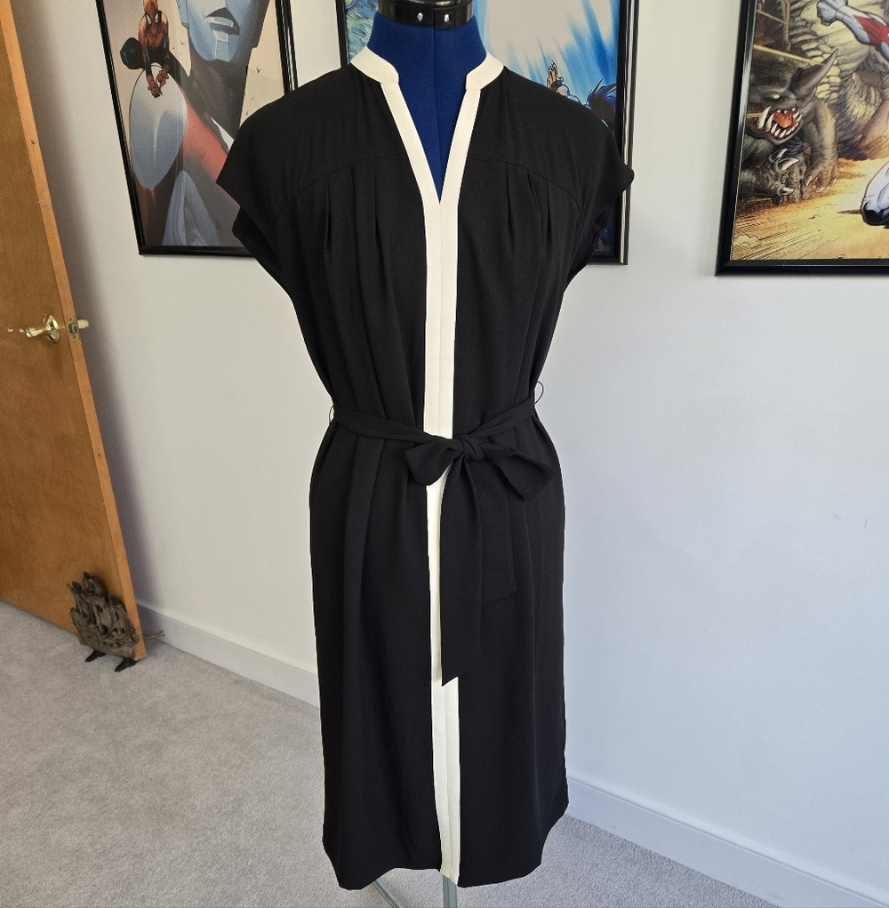 Talbots Classic Black Dress With White detail